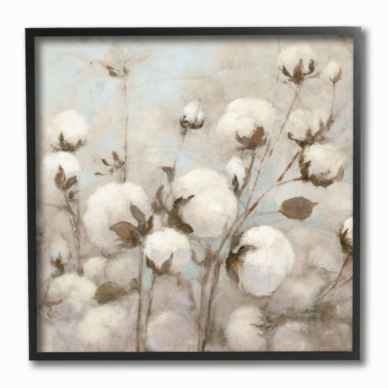 Stupell Industries Beautiful Cotton Blossoms Black Framed Wall Print